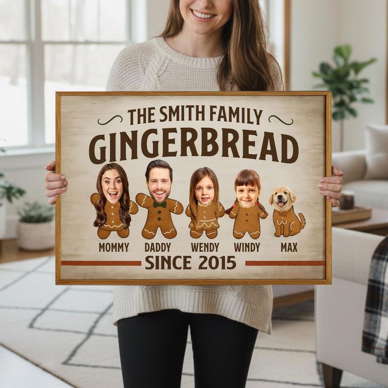Gingerbread Family Christmas Photo Canvas - Funny Holiday Gift