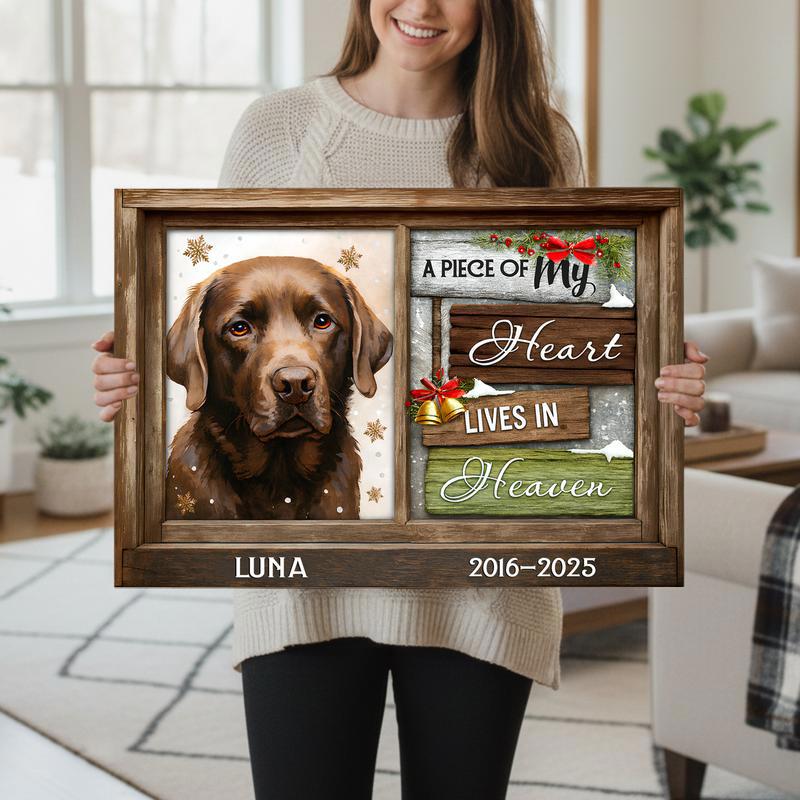 Heart Lives In Heaven - Personalized Pet Loss Remembrance Canvas