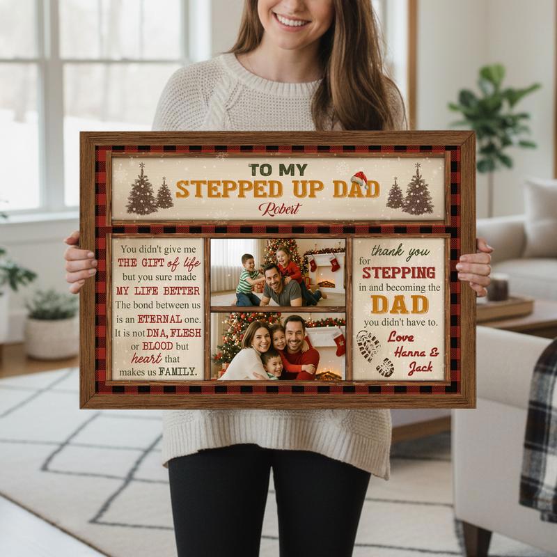 Love You Stepped-Up Dad Personalized Christmas Portrait Canvas