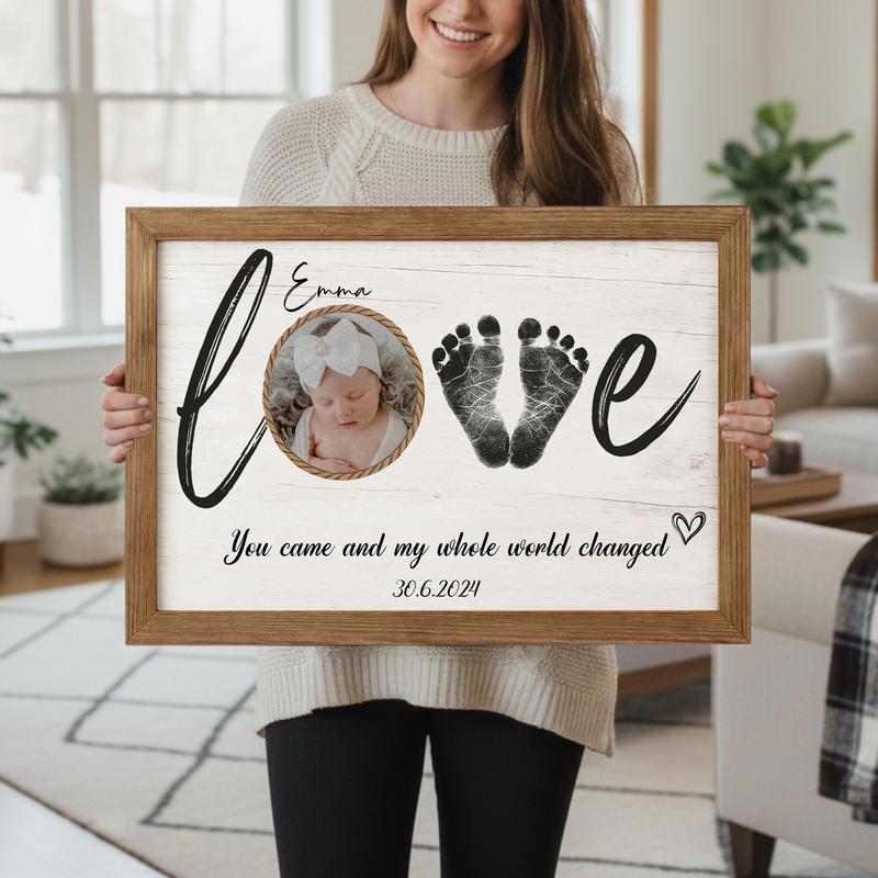 Newborn Footprint Canvas - Custom Birth Stats Nursery Keepsake