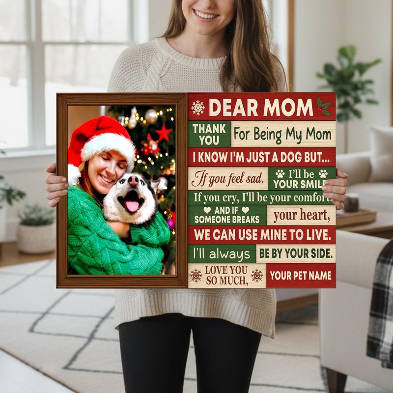 Personalized Photo Keepsake - Dog Mom Christmas Art Canvas