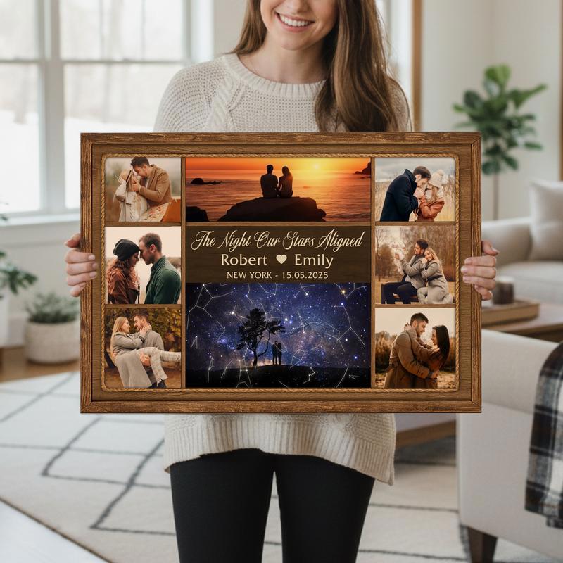 Star Map & Photo Collage Canvas - Anniversary Night Sky Gift
