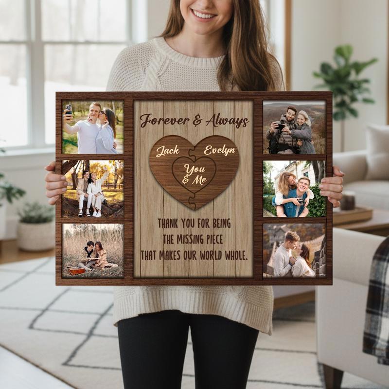 Valentine Gift - Personalized Couple Puzzle Photo Collage Canvas