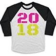 2018 Big Neon Numbers For The New Year Or Graduation Baseball Raglan Shirt