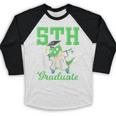 5th Grade Graduate Dinosaur Dab Graduation School Baseball Raglan Shirt