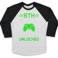 5th Grade Level Unlocked Back To School Gamer Graduation Baseball Raglan Shirt