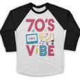 70s Retro Style Roller Skate Cassette Music Nostalgia Baseball Raglan Shirt