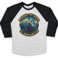 8-Bit Gamer Birder Blue Jay Arcade Nostalgia Nature Baseball Raglan Shirt