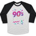 90's Party 90s Nostalgia Retro Rave Dance Music Baseball Raglan Shirt