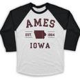 Ames Iowa Est 1864 Nostalgia Premium Tri-Blend Baseball Raglan Shirt
