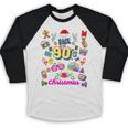 Back To 90's Christmas Nostalgia Quotes Graphic Premium Tri-Blend Baseball Raglan Shirt