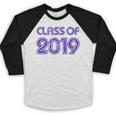 Class Of 2019 High School Graduation Purple Senior Baseball Raglan Shirt
