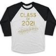 CLASS Of 2021 Gold Bokeh Confetti Fun Graduation Baseball Raglan Shirt