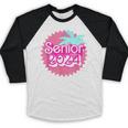 Class Of 2024 Senior Pink Retro Classic Girl Grad Graduation Baseball Raglan Shirt