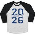 Class Of 2026 Graduation Varsity Navy Blue Letters Premium Tri-Blend Baseball Raglan Shirt