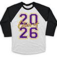 Class Of 2026 Graduation Varsity Purple And Yellow Letters Baseball Raglan Shirt