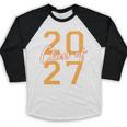 Class Of 2027 Graduation Varsity Orange On The Back Premium Tri-Blend Baseball Raglan Shirt