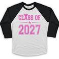 Class Of 2027 Pink Girls Shirt Graduation Baseball Raglan Shirt
