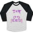 Class Of 2027 Senior Coquette Bow Messy Hair 26 Graduation Baseball Raglan Shirt