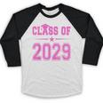 Class Of 2029 Pink Girls Shirt Graduation Baseball Raglan Shirt