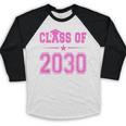 Class Of 2030 Pink Girls Shirt Graduation Baseball Raglan Shirt