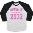 Class Of 2032 Pink Girls Shirt Graduation Baseball Raglan Shirt