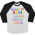 Class Of 2034 Grow With Me Graduation First Day Of School Baseball Raglan Shirt
