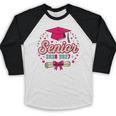 Coquette Pink Bow Senior 2026 2027 Graduation Baseball Raglan Shirt