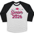 Coquette Pink Bow Senior 2026 Class Of Graduation Baseball Raglan Shirt
