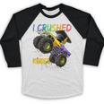 I Crushed Kindergarten Monster Truck Graduation Boys Small Baseball Raglan Shirt