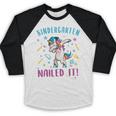 Dabbing Kindergarten Unicorn Graduation Class 2021 Nailed It Baseball Raglan Shirt