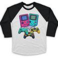Eighties Console Controller Gaming Player Gadget Nostalgia Baseball Raglan Shirt