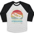 Error 404 Streaming Not Found Nostalgia VHS Retro Tape Baseball Raglan Shirt