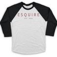 Esquire Est 2025 Women Attorney Lawyer Law School Graduation Baseball Raglan Shirt