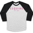 Esquire Est 2025 Women Lawyer Attorney Law School Graduation Baseball Raglan Shirt