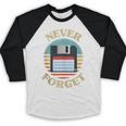 Never Forget Retro Diskette Nostalgia Vintage Baseball Raglan Shirt