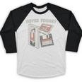 Never Forget VHS Tape Cassette Floppy Disk Nostalgia 80s 90s Baseball Raglan Shirt