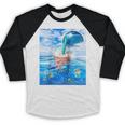 Frutiger Aero Aesthetic Tech Bubble Tea Boba Milktea Fishes Raglan Baseball Tee Baseball Raglan Shirt