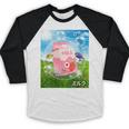 Frutiger Aero Aesthetic Tech Kawaii Strawberry Milk Fishes Baseball Raglan Shirt