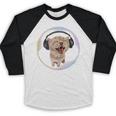 Frutiger Aero Cat Wearing Headphones Bubble 2000s Gen-Z Meme Baseball Raglan Shirt