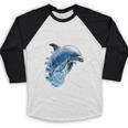 Frutiger Aero Splashy Dolphin Y2k Aesthetic Graphic Premium Baseball Raglan Shirt