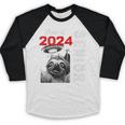 Fun Trendy UFO Sloth Graduation Class Of 2024 Senior Baseball Raglan Shirt