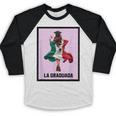 Graduation Latina Educated La Graduada Mexican Bingo Card Baseball Raglan Shirt