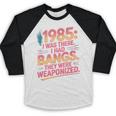 Hilarious 1985 Big Hair Bangs Joke For Gen X Nostalgia Baseball Raglan Shirt Hilarious 1985 Big Hair Bangs Joke For Gen X Nostalgia Baseball Raglan Shirt