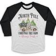Holiday Scene Nostalgia North Pole Tree Farm Merry Christmas Baseball Raglan Shirt