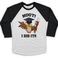 Hoot I Did It Grad Owl Holding Graduation Diploma Congrats Baseball Raglan Shirt