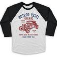Hotrod Rebel Automotive Nostalgia Old Car Distressed Baseball Raglan Shirt