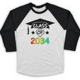 K -12th Grade Hand Prints Space Graduation Class Of 2034 Baseball Raglan Shirt