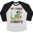 Kids 1st Grade Graduate Dinosaur Trex 1st Grade Graduation Baseball Raglan Shirt