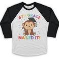 Kids 8th Grade Nailed It Monkey Graduation Baseball Raglan Shirt